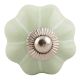 Light Green With Silver Line Medium Ceramic Melon Drawer Knob